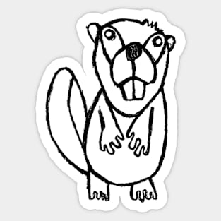 Beaver Line Art, Wildlife, Funny Beaver Sticker